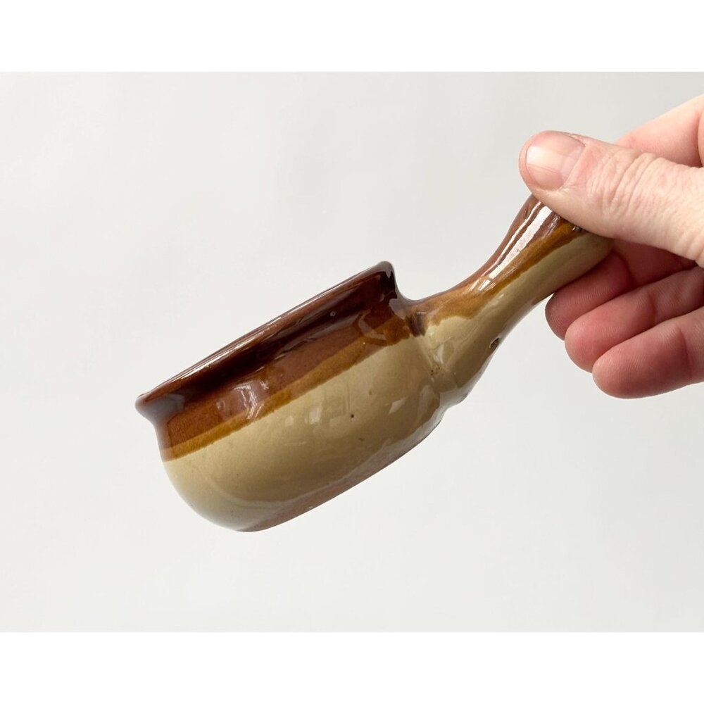Glazed Stoneware Vintage Gradient Brown Little Sauce Bowl + Spout